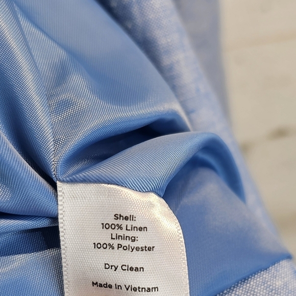 Talbots 100% Linen Open Front Blazer Jacket Light Blue Sz 10 Cape Cod Hamptons - Picture 11 of 12